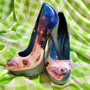 Iron Fist Unicornopia Silver Glitter Unicorn Galaxy Heels